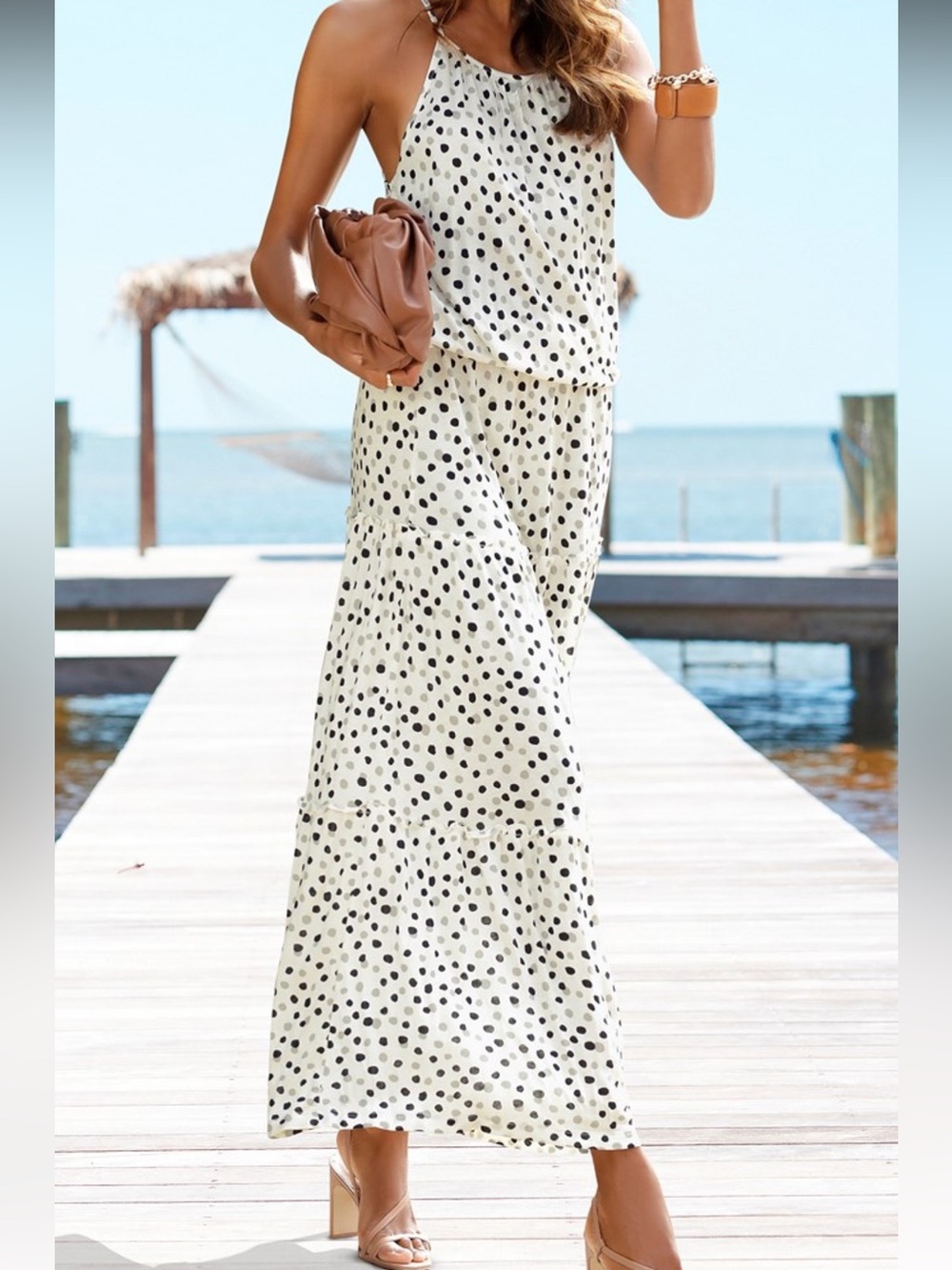 Lightweight White Polka Dot Maxi Dress